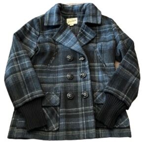 Grane navy blue plaid peacoat size M